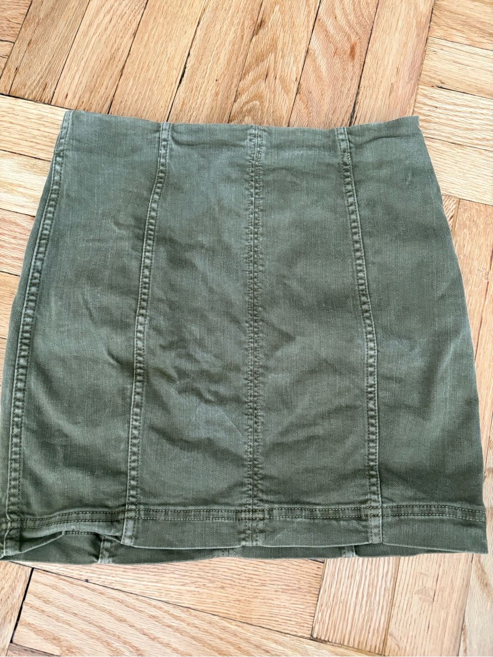 Free People Olive Green Women's Denim Mini Skirt